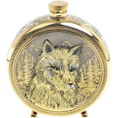 Подарочная фляжка «Волк» с тремя стопками перевертышами