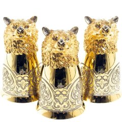 Подарочная фляжка «Волк» с тремя стопками перевертышами