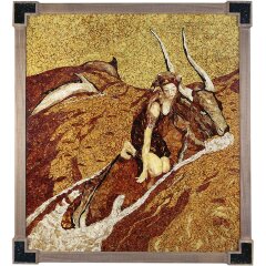 Большое декоративное панно «Похищение Европы» из натурального балтийского янтаря