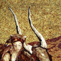 Большое декоративное панно «Похищение Европы» из натурального балтийского янтаря