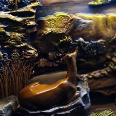 Большое резное панно «Охота» с LED подсветкой в подарок охотнику