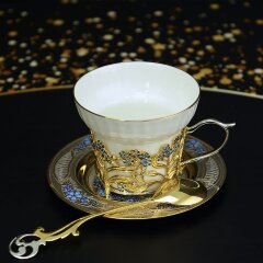 Чайный сервиз подарочный «Незабудки» на 6 персон в подарок женщине