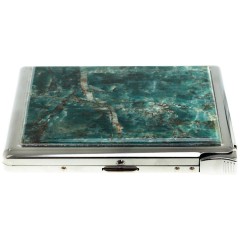 Портсигар металлический на 10 сигарет «Зелёный апатит» с зажигалкой в подарок бабушке