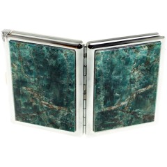 Портсигар металлический на 10 сигарет «Зелёный апатит» с зажигалкой в подарок бабушке