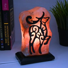 Настольный светильник из каменной соли «Олень» белого свечения