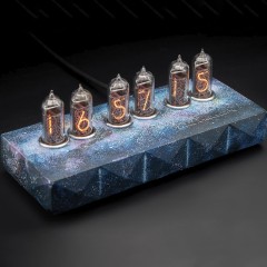 Синие ламповые часы «Ночное небо» (будильник, 2 режима смены цифр)