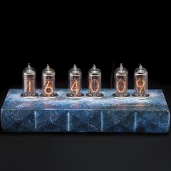 Синие ламповые часы «Ночное небо» (будильник, 2 режима смены цифр)