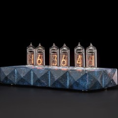 Синие ламповые часы «Ночное небо» (будильник, 2 режима смены цифр)