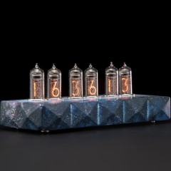 Синие ламповые часы «Ночное небо» (будильник, 2 режима смены цифр)