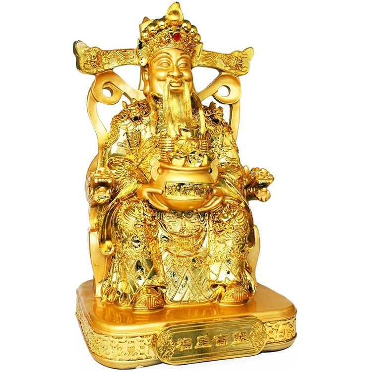 Позолоченная фигурка из дерева «Цай-Шэнь» — китайский бог богатства и процветания