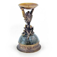 Бронзовый подсвечник «Лев» на камне для интерьера дома