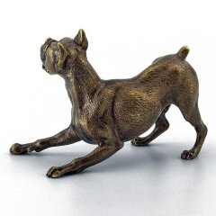 Бронзовая статуэтка собаки «Боксер играет» в подарок коллекционеру