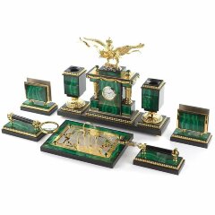 Настольный набор «Двуглавый орёл» (малахит)