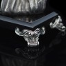 Серебряная статуэтка «Бордосский дог» на постаменте из вулканического камня обсидиан
