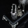 Серебряная статуэтка «Бордосский дог» на постаменте из вулканического камня обсидиан