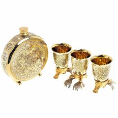 Подарочная фляжка «Лось» с тремя стопками перевертышами