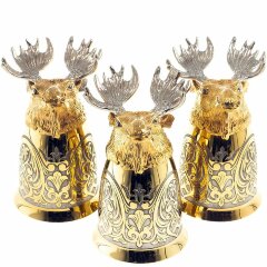 Подарочная фляжка «Лось» с тремя стопками перевертышами