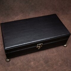 Рюмки лафитники для водки «Герб России» в кожаной шкатулке