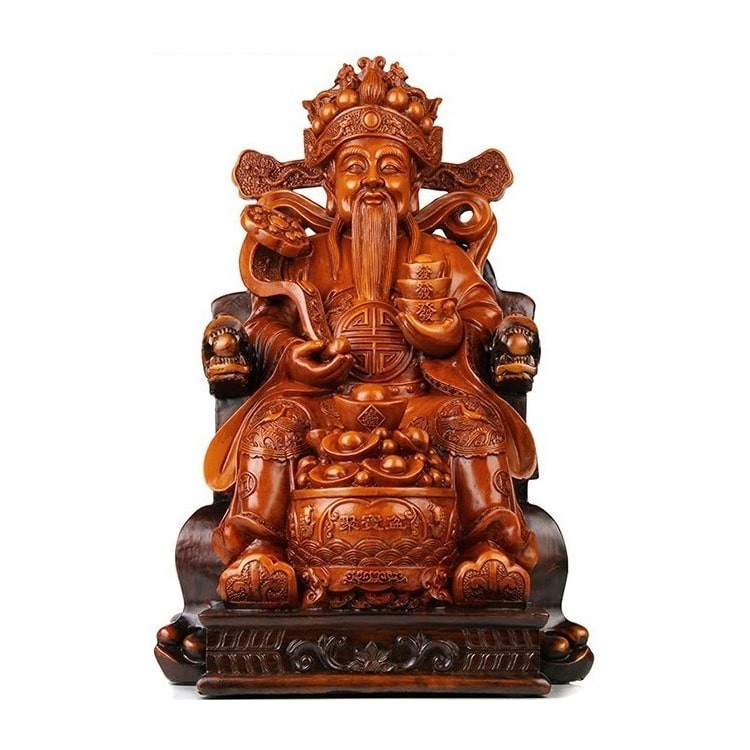 Резная фигурка из дерева «Цай-Шэнь» — китайский бог богатства и процветания