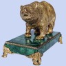Сувенирная статуэтка «Золотой медведь» на малахите в подарок мужчине охотнику