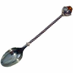 Серебряная ложечка «Маковка» с янтарем