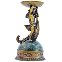 Бронзовый подсвечник «Водолей» на камне для декора дома