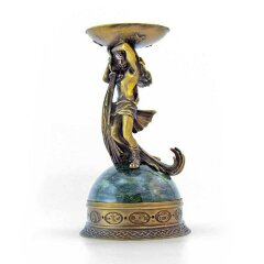 Бронзовый подсвечник «Водолей» на камне для декора дома