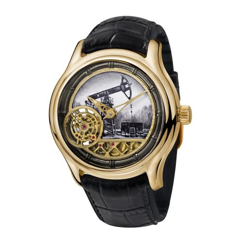 Золотые мужские часы «НЕФТЬ» (жёлтое золото)