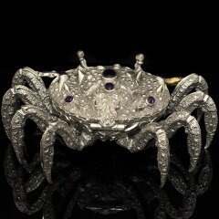 Серебряная икорница «Краб» с позолоченной ложечкой купить с доставкой по России