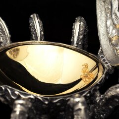 Серебряная икорница «Краб» с позолоченной ложечкой купить с доставкой по России