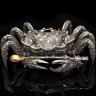 Икорница из серебра «Краб» с позолоченной ложкой в подарок к праздничному столу