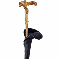 Дизайнерская резная трость «Бык» с дамасским клинком