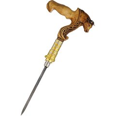 Дизайнерская резная трость «Бык» с дамасским клинком