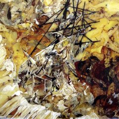 Интерьерное панно «Шторм» из янтаря и массива ореха