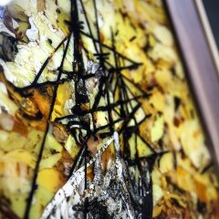 Интерьерное панно «Шторм» из янтаря и массива ореха