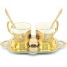 Кофейный набор «Рубин» — керамическая кружка с позолоченным подносом к праздничному столу