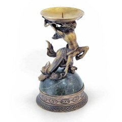 Бронзовый подсвечник «Стрелец» на камне для интерьера дома