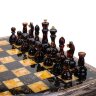 Деревянный шахматный ларец «Восточные» из янтаря с фигурами