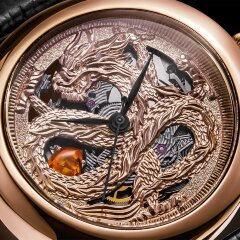 Золотые мужские часы «ДРАКОН» с янтарём