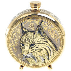 Металлическая фляжка «Рысь» с тремя стопками перевертышами