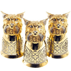 Металлическая фляжка «Рысь» с тремя стопками перевертышами