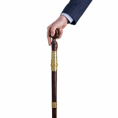 Дизайнерская резная трость «Властелин мира» с дамасским клинком