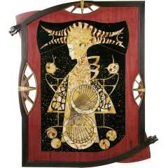 Интерьерное панно «Начало» из янтаря и ценных пород древесины