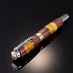 Подарочная перьевая ручка «Стиль» из палисандра и янтаря