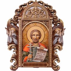 Большая резная икона «Александр Невский» в подарок военному