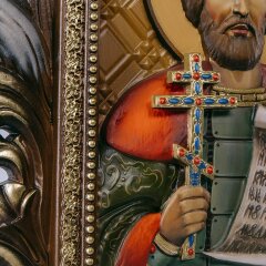 Большая резная икона «Александр Невский» в подарок военному