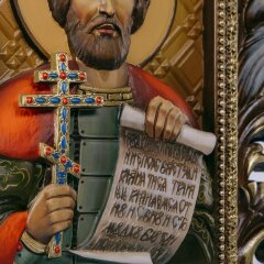 Большая резная икона «Александр Невский» в подарок военному