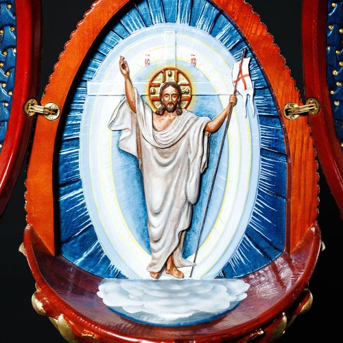 Большое резное яйцо «Христос воскрес» — пасхальные украшения к светлому празднику