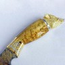 Коллекционный клинок «Боров» — ножи из стали мозаичный дамаск в кожаном чехле с элементами декора
