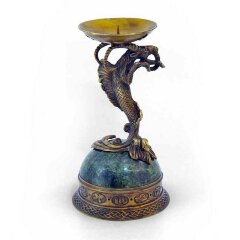 Бронзовый подсвечник «Козерог» на камне для интерьера дома